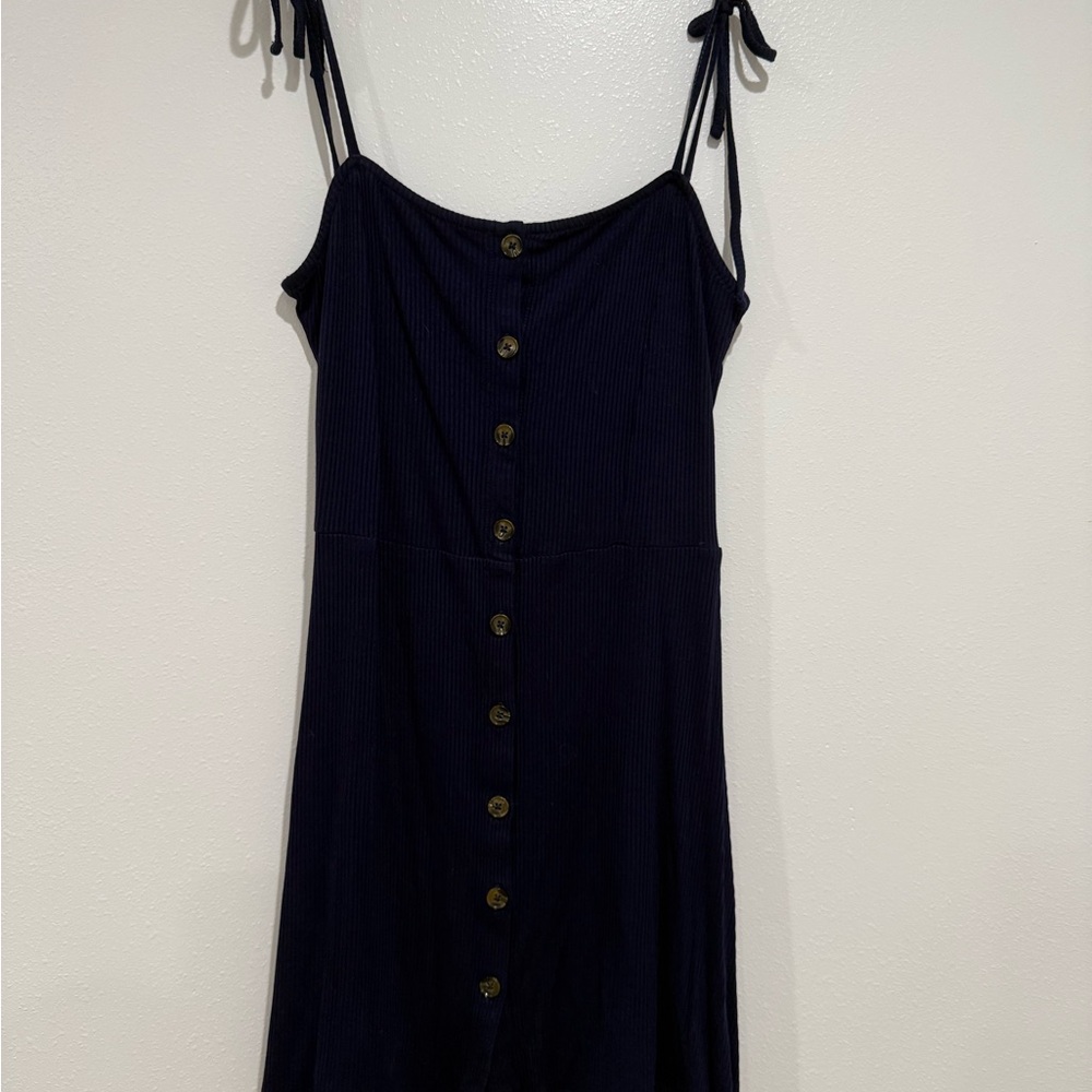 Topshop Navy Button-Down Mini Dress